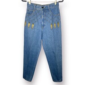 Vintage 90s Monique Jeans Size 9/10 High Waist Gold Tassel Embroidered Jeans